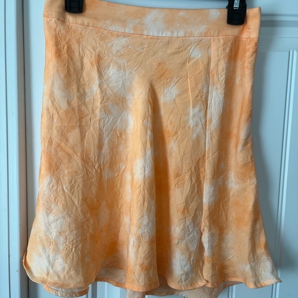 Free People•Martine Flirt Peach Combo Textured Tie Dye Slit Mini Skirt Sz 6, EUC - Picture 11 of 17